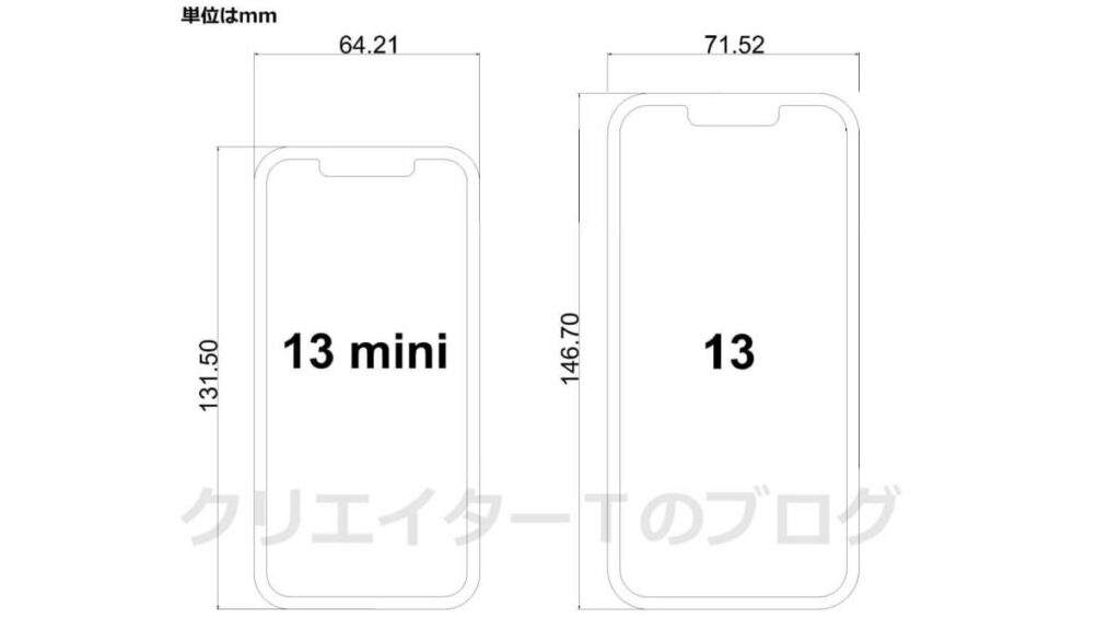 Iphone13 13 Mini 原寸大を印刷 比較